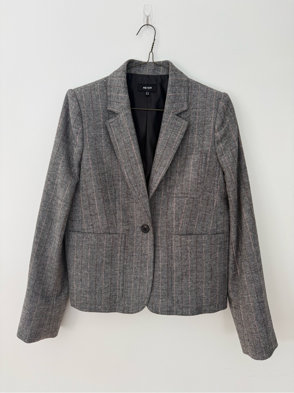 ME+EM Gray Wool-Blend Blazer Jacket - size M